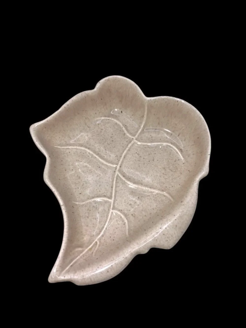 VTG Monique Duclos Signed Studio Pottery 3-Piece Serving Set Leaf Dish Ruffle